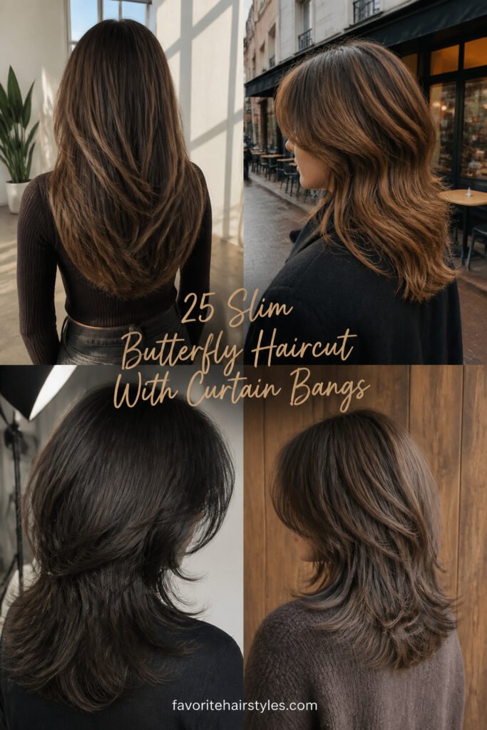 25 Slim Butterfly Haircut With Curtain Bangs
