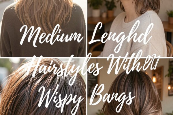Medium Length Hairstyles With Wispy Bangs (Real Examples)