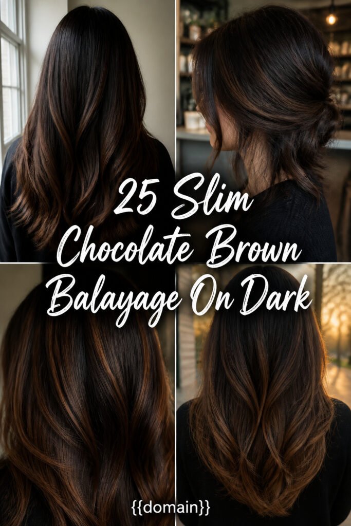 25 Slim Chocolate Brown Balayage On Dark Hair