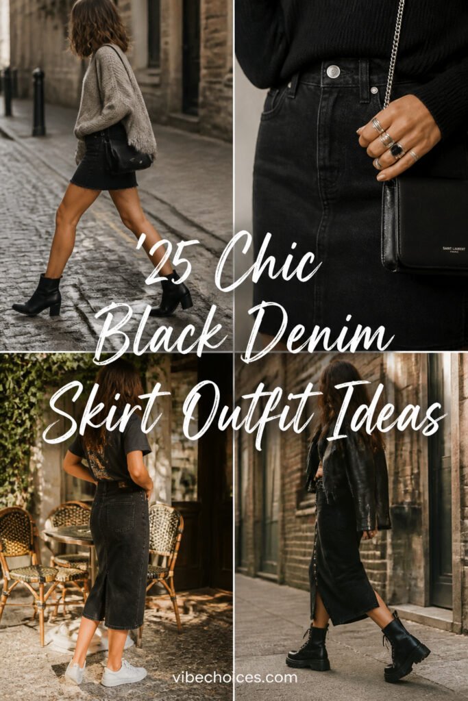 25 Chic Black Denim Skirt Outfit Ideas