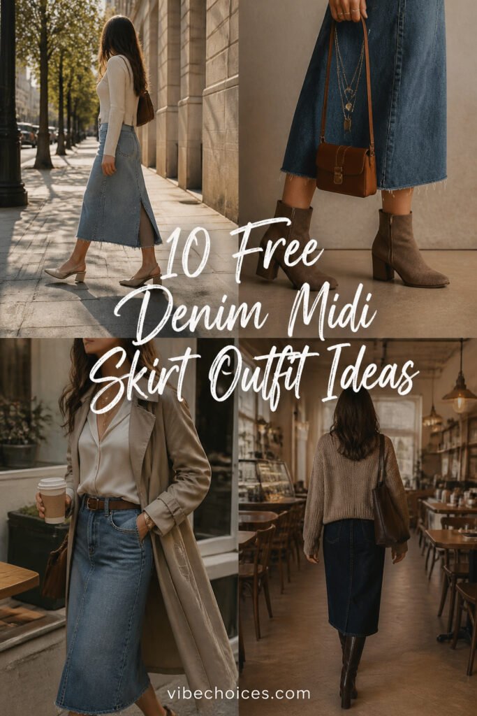 10 Free Denim Midi Skirt Outfit Ideas
