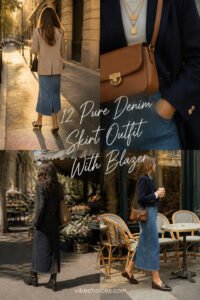 12 Pure Denim Skirt Outfit With Blazer