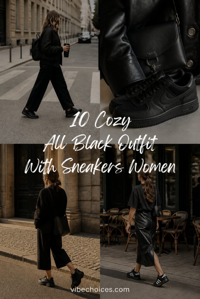10 Cozy All Black Outfit With Sneakers Women