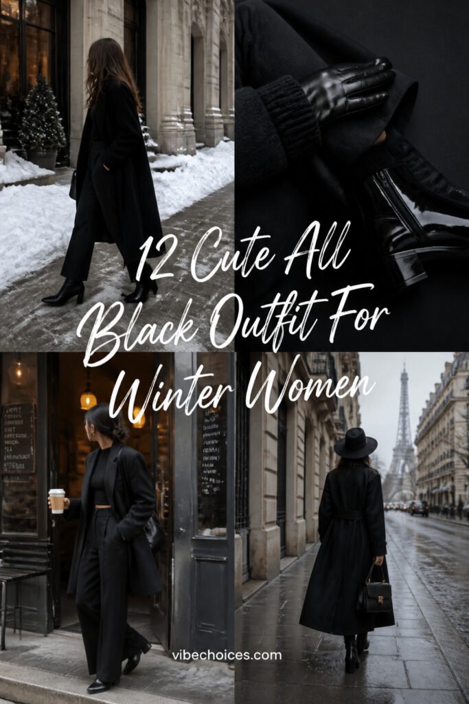 12 Cute All Black Outfit For Winter Women