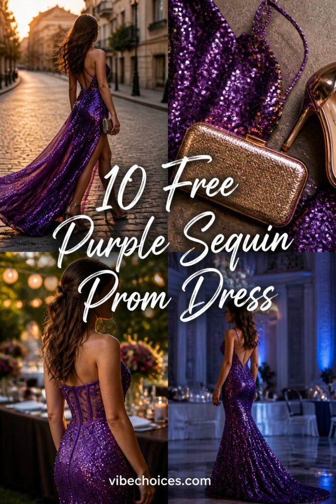 10 Free Purple Sequin Prom Dress