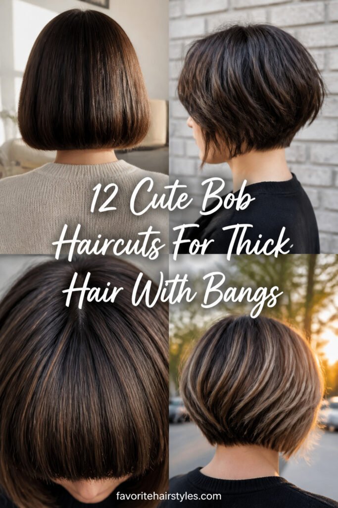 12 Cute Bob Haircuts For Thick Hair With Bangs