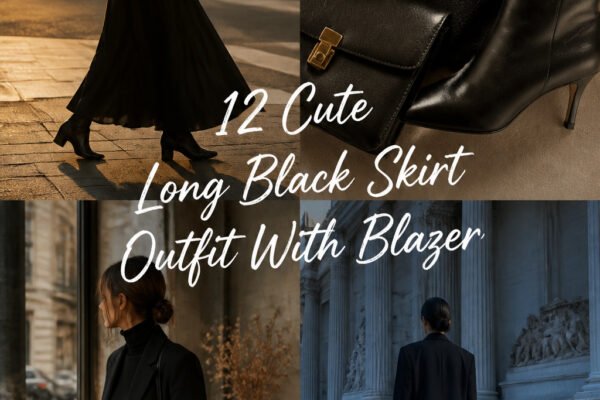 12 Cute Long Black Skirt Outfit With Blazer